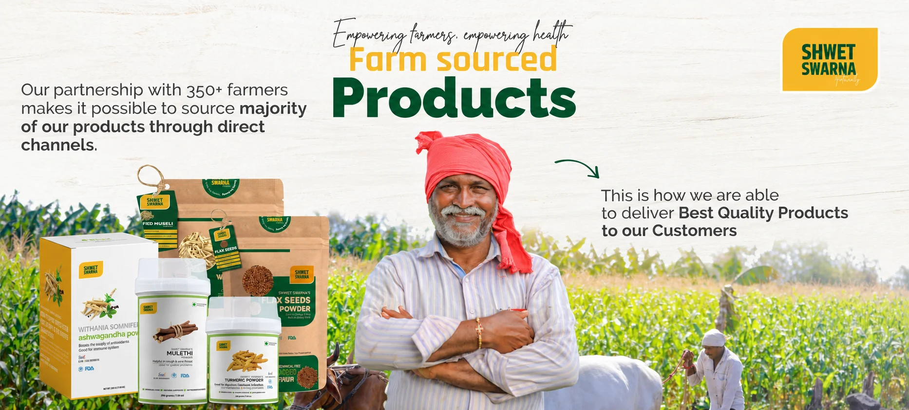 Shwet Swarna jars with a partner farmer in the field